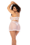 Mapale Queen Hope Bridal Lace Bra Set Transparent Mesh Babydoll Duo White-Rebel Romance