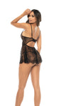 Mapale Selma Eyelash Lace Underwire Strappy Cups Babydoll Black-Rebel Romance