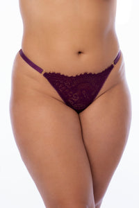 Mapale Plus Queen Eyelash Lace Sheer Underwire Babydoll Wine-Rebel Romance