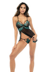 Mapale Two Tone Lace Babydoll Black Emerald