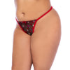 Mapale Plus Size Queen Embroidered Hearts Underwire Babydoll Black/Red-Rebel Romance