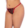Mapale Plus Size Queen Embroidered Hearts Underwire Babydoll Black/Red-Rebel Romance