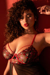 Mapale Plus Size Queen Embroidered Hearts Underwire Babydoll Black/Red-Rebel Romance