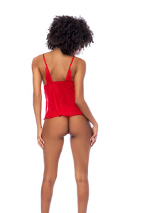Mapale Romance Eyelash Lace Mesh Babydoll Red-Rebel Romance