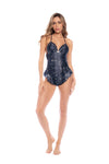 Mapale Lounge Stellium Sleep Ruffle Romper Sapphire Blue Print