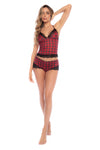 Mapale Lounge Check Me Out Cami Pajama Set Red Plaid