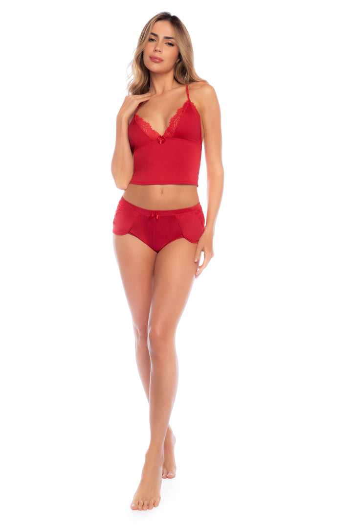 Mapale Lounge Two Piece Pajama Set Red