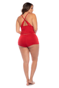 Mapale Lounge Plus Size Forever For Us Cami Pajama Set Red-Rebel Romance