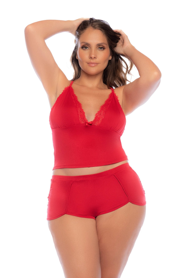 Mapale Lounge Plus Size Two Piece Pajama Set Red