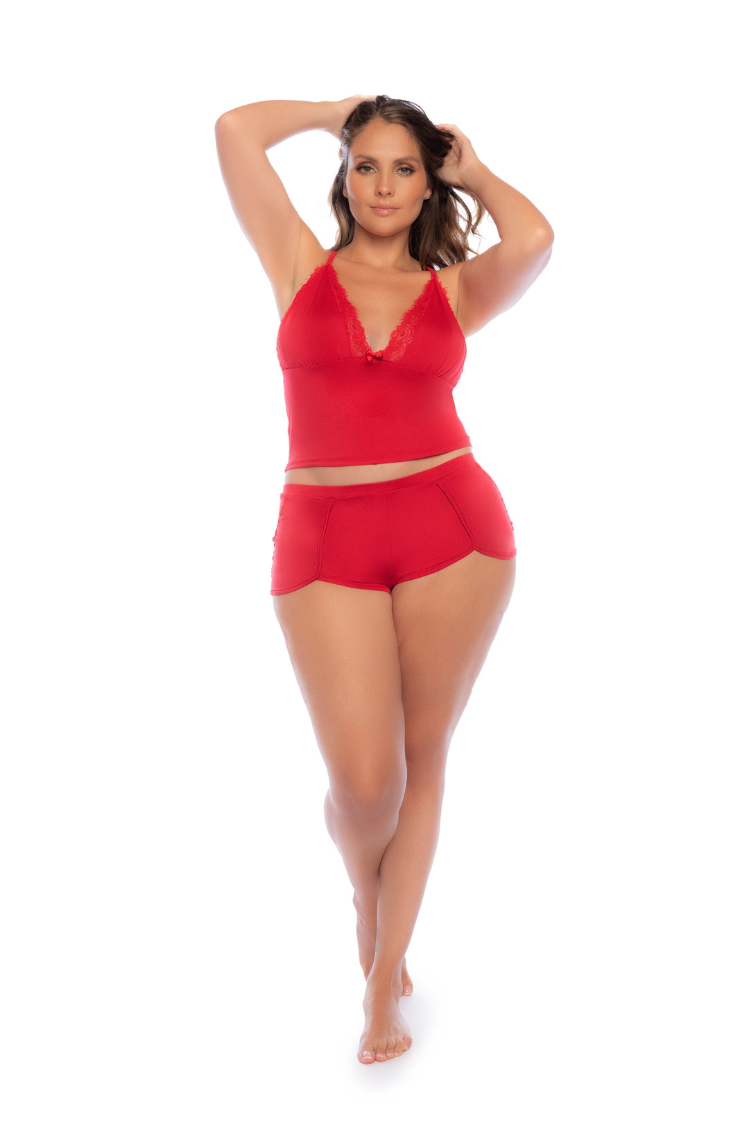 Mapale Lounge Plus Size Two Piece Pajama Set Red