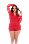 Mapale Lounge Plus Size Forever For Us Long Sleeve Sleep Romper Red-Rebel Romance