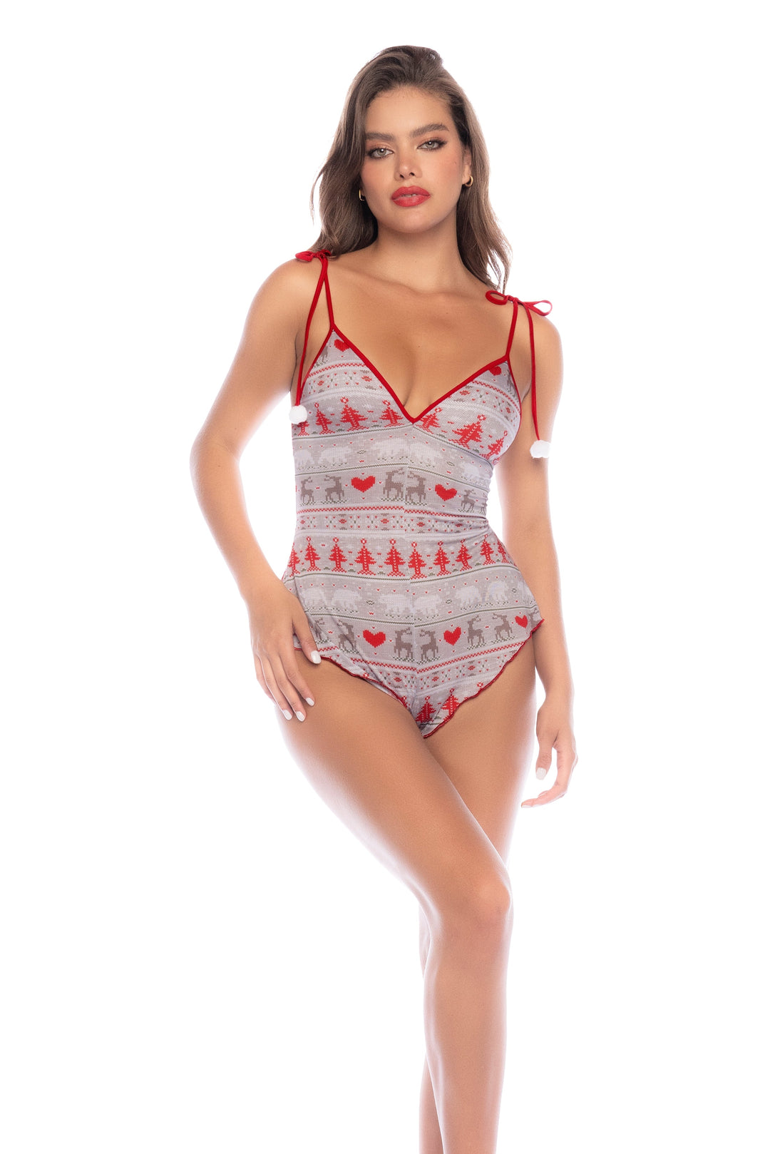 Mapale Lounge Sleep Romper Holiday Print