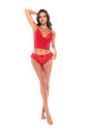 Mapale Lounge Flirting with Trouble Sleep Lace Cami and Short Red-Rebel Romance