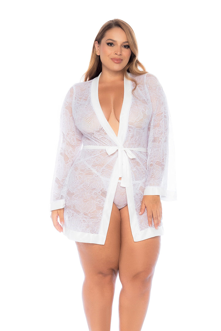 Mapale Queen Bridal Lace Robe White