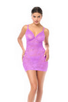 Classic Soft Stretchy Lace Chemise Babydoll Purple