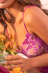 Sheer Mesh Floral Embroidery Babydoll Azalea Pink