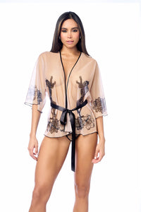 Edgy Robe Sheer Printed Mesh Panther