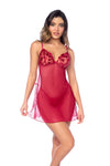 Sheer Mesh Holiday Metallic Embroidered Cups Babydoll