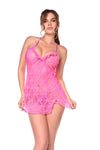 Cute and Flirty Bows Babydoll Ruffle Trim Pink