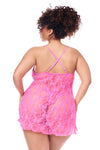 Queen Cute and Flirty Bows Babydoll Ruffle Trim Pink
