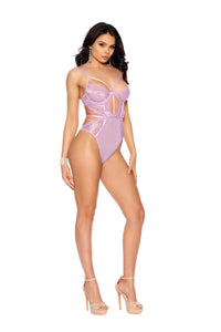 Elegant Moments Spring Mesh Lace Caged Underwire Teddy Orchid Bloom