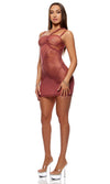 Forplay Lingerie Patch of Petals Sheer Mesh and Lace Chemise Mauve Spice