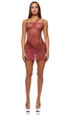 Forplay Lingerie Patch of Petals Sheer Mesh and Lace Chemise Mauve Spice