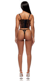 Forplay Lingerie Animal Instincts Sheer Mesh and Lace Bustier Set Leopard