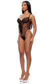 Forplay Lingerie Animal Instincts Sheer Mesh and Lace Teddy Leopard