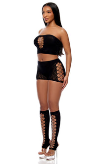 Forplay Lingerie Queen Cross Your Mind Top and Briefs Bodystocking Lingerie Set