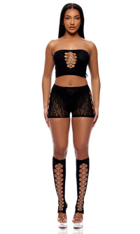 Forplay Lingerie Queen Cross Your Mind Top and Briefs Bodystocking Lingerie Set