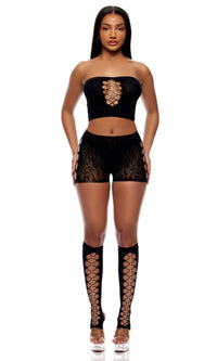 Forplay Lingerie Queen Cross Your Mind Top and Briefs Bodystocking Lingerie Set