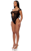 Forplay Lingerie Queen Cross Your Mind Teddy Bodystocking Black