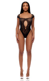 Forplay Lingerie Queen Cross Your Mind Teddy Bodystocking Black