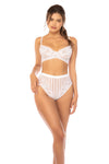 Mapale Emberly Floral Lace Striped Mesh Bra Set White-Rebel Romance