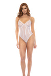 Mapale Emery Striped Mesh Bodysuit Teddy White-Rebel Romance