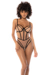 Mapale Promise Sheer Mesh Illusion Boning Bodysuit Nude/Black-Rebel Romance