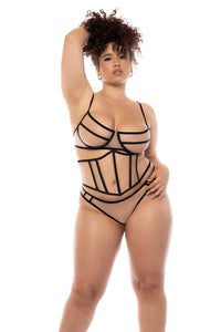 Mapale Queen Solaine Sheer Mesh Illusion Underwire Bra Set Nude/Black-Rebel Romance