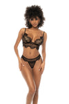 Mapale Tabitha Sexy Eyelash Lace Wirefree Bralette Bra Set Black-Rebel Romance