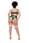 Mapale Plus Size Queen Eyelash Lace Garter Bra Set Sea Green-Rebel Romance