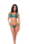 Mapale Polka Dot Bralette Waspie Thong Bra Set Sea Green