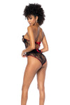 Mapale Femme Lace Red Ribbon Bow Back Teddy Black-Rebel Romance
