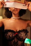 Mapale Femme Lace Red Ribbon Bow Back Teddy Black-Rebel Romance