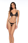 Mapale Lace Garter Belt Thong Bralette Bra Set Black-Rebel Romance