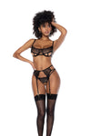 Mapale Eyelash Lace Garter Underboob Bra Set Black-Rebel Romance