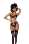 Mapale Eyelash Lace Garter Underboob Bra Set Black-Rebel Romance