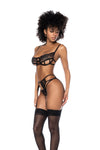 Mapale Eyelash Lace Garter Underboob Bra Set Black-Rebel Romance