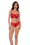 Mapale Sequin Embroidered Mesh Bustier Set Red