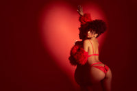 Mapale Open Cups Bows Bra Set Red-Rebel Romance