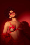 Mapale Open Cups Bows Bra Set Red-Rebel Romance